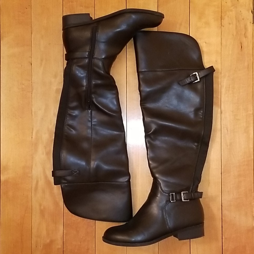 Faux Leather Riding Boots